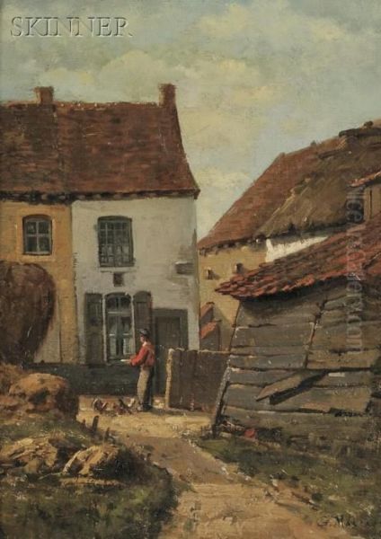 Village Houses Oil Painting by Gustave Mascart