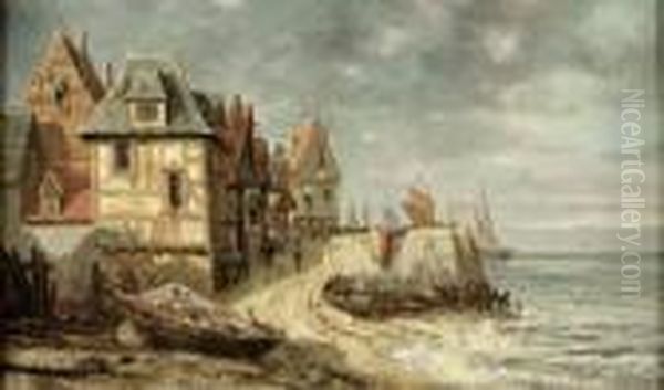 Port En Normandie Oil Painting by Gustave Mascart