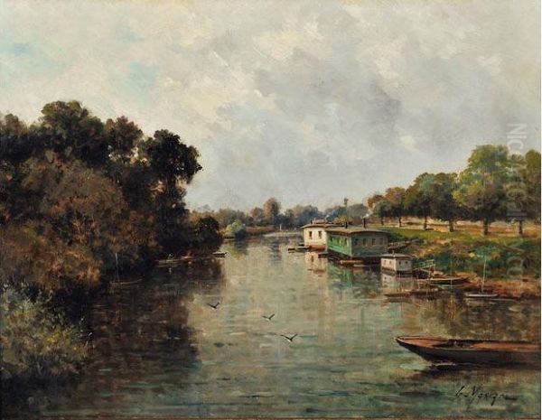 Bord De Seine A Neuilly Oil Painting by Gustave Mascart