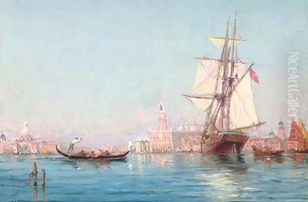 Vessels before Venice Oil Painting by Luc Raphael Ponson