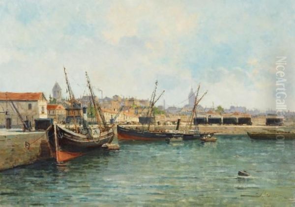 Port Oil Painting by Gustave Mascart