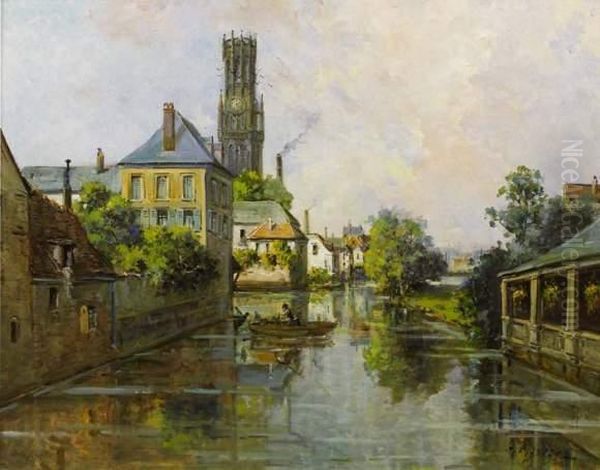 Vue De Bruges Oil Painting by Gustave Mascart