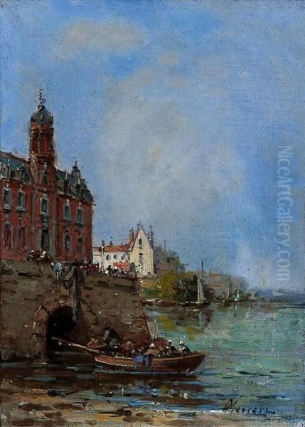 Retour De Peche Au Port Oil Painting by Gustave Mascart