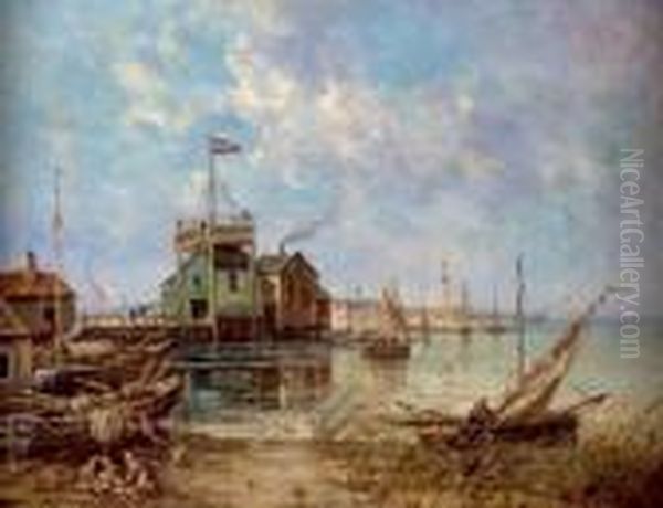 Vue Probable De Rotterdam Oil Painting by Gustave Mascart