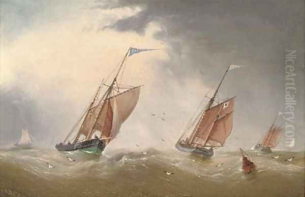 Fishing vessels in a squall Oil Painting by William Daniel Penny