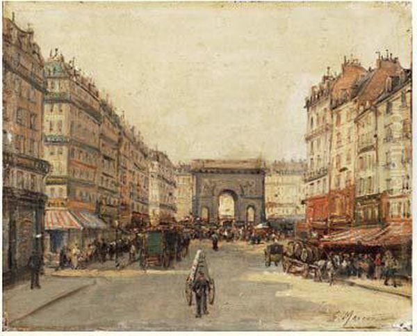 Porte Saint-martin A Paris Oil Painting by Gustave Mascart