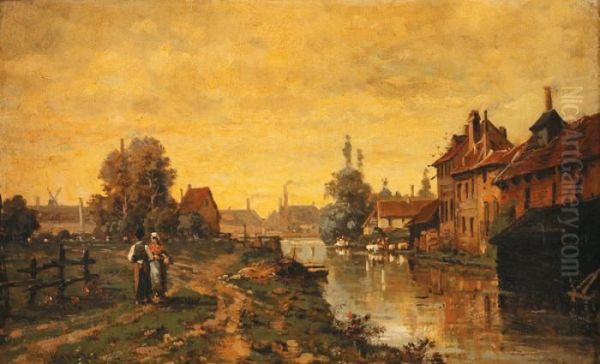 Bords De Riviere Oil Painting by Gustave Mascart