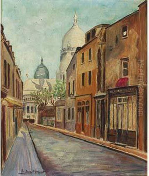 Rue De Montmartre Oil Painting by Gustave Mascart