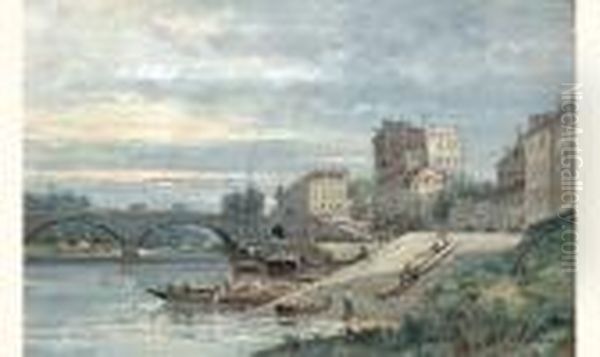 Le Pont De Neuilly Oil Painting by Gustave Mascart