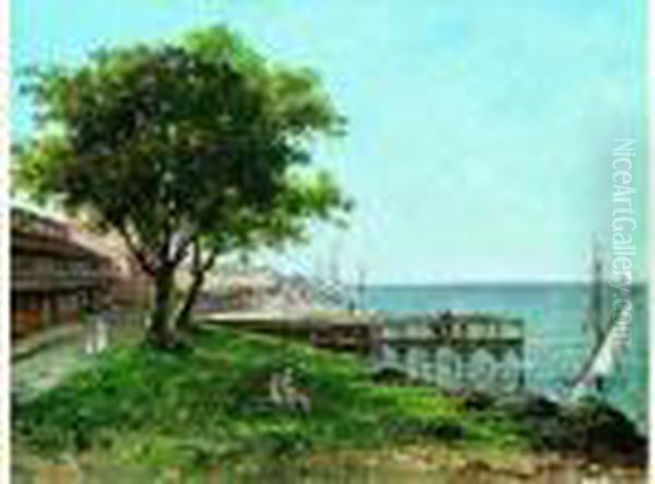 Evian, Au Bor Du Lac Oil Painting by Gustave Mascart