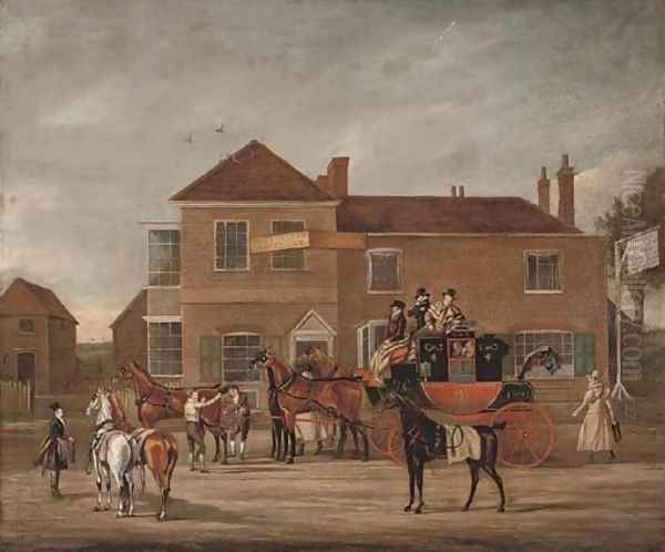 The Manchester to London Royal Mail outside the Old White Lion Oil Painting by James Pollard