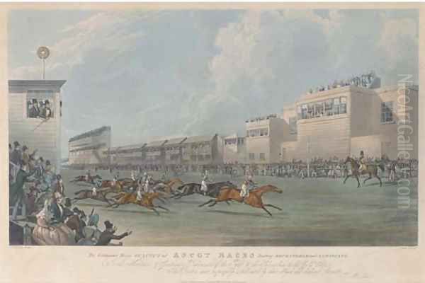 The celebrated horse Glaucus at Ascot Races beating Rockingham and Samarkand, by C. Pyall Oil Painting by James Pollard