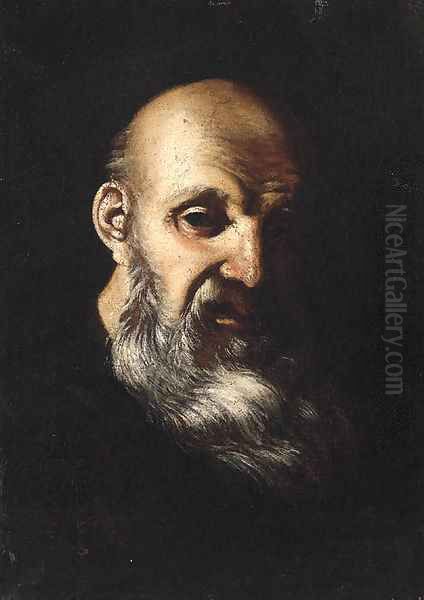 An old Man, head and shoulders Oil Painting by Mattia Preti