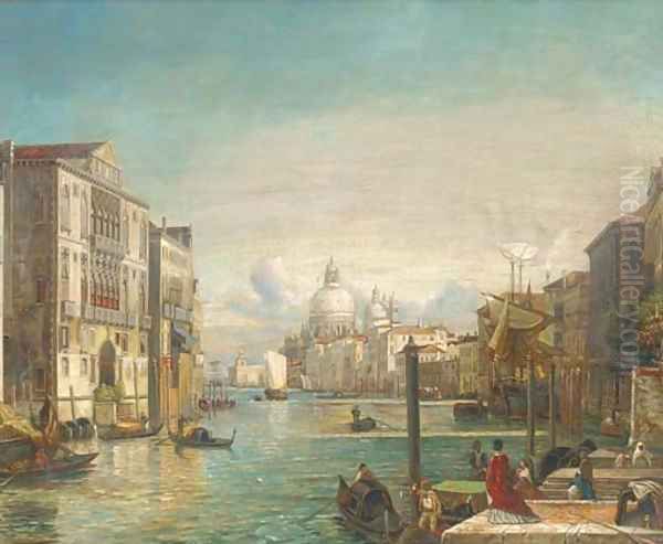 Gondolas on the Grand Canal, Venice Oil Painting by Alfred Pollentine