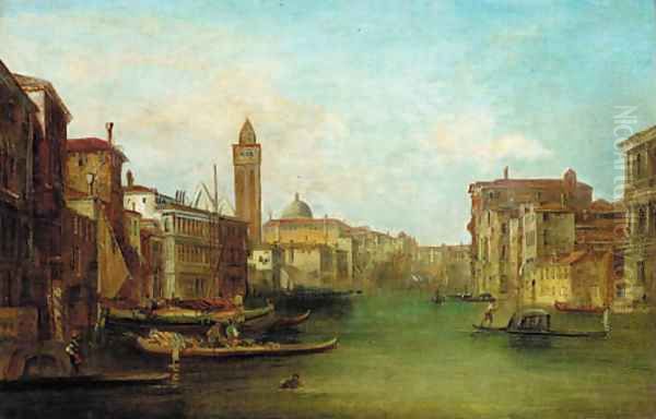 Gondolas on a Venetian Canal Oil Painting by Alfred Pollentine