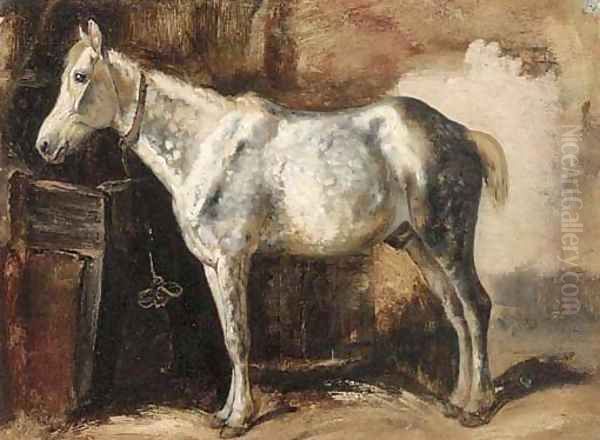 A grey in a stable Oil Painting by George Paice