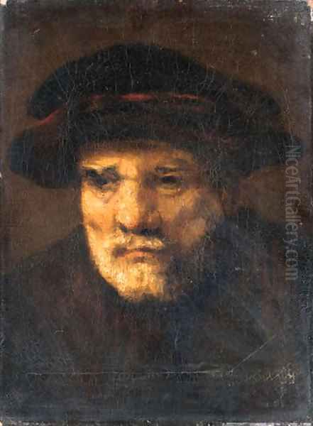 Head of a bearded old man Oil Painting by Karel van der Pluym