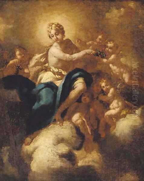 Flora with putti on a nimbus Oil Painting by Michele Da Parma (see Rocca)