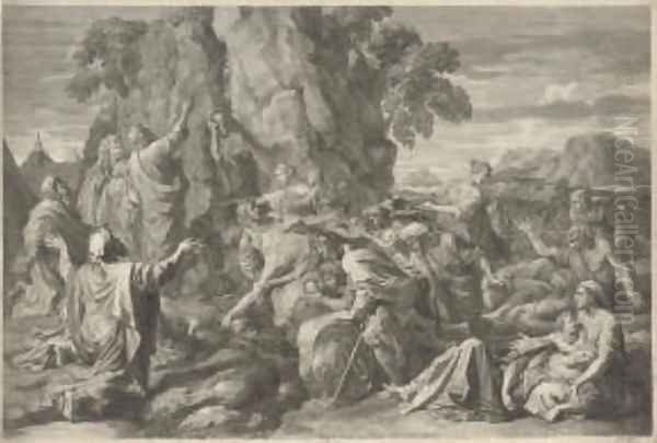 Moses Striking the Rock, by Claudia Stella Oil Painting by Nicolas Poussin