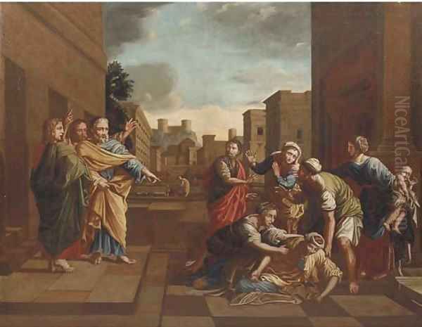 The Expulsion from the Temple Oil Painting by Nicolas Poussin