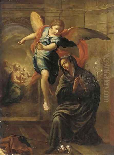 The Annunciation Oil Painting by Domenico Piola