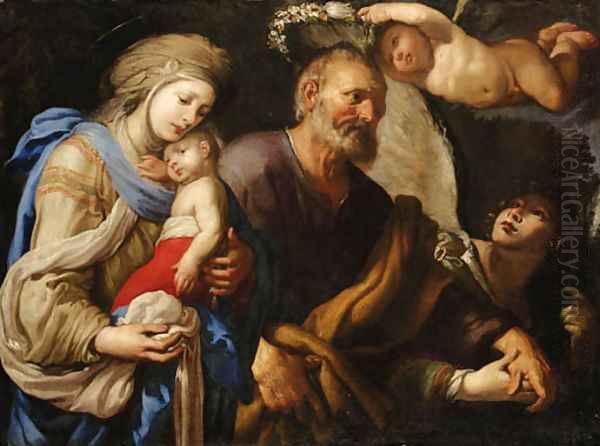 The Flight into Egypt Oil Painting by Domenico Piola