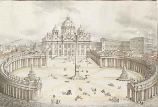 Rome View of the Piazza San Pietro with the Vatican Oil Painting by Francesco Panini