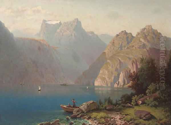 An alpine lake in summer Oil Painting by Anton Pick