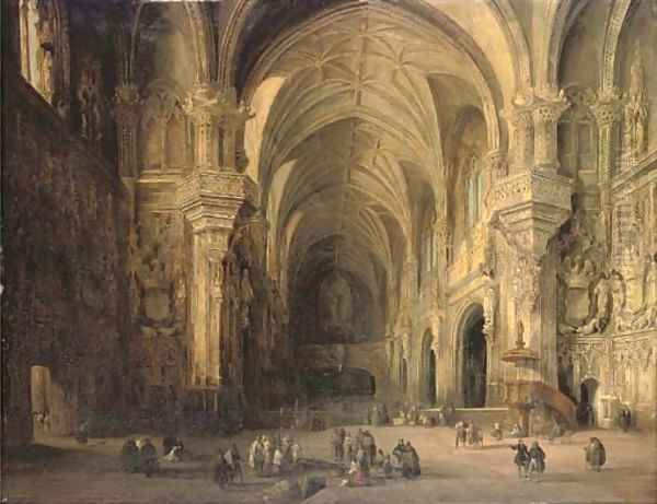 The cathedral of San Juan de las Reyes, Toledo Oil Painting by Genaro Perez-Villamil