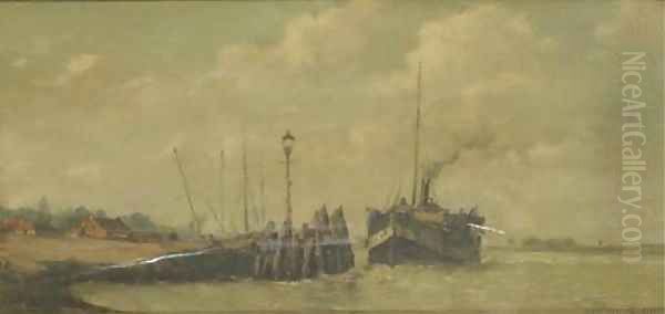 Aankomst der stoomboot aan Rozenburg arrival of the steamship Oil Painting by Henri Louis Permeke