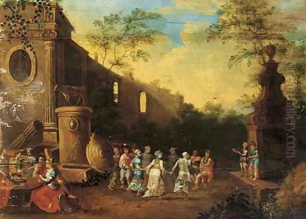 Merrymaking by the ruins Oil Painting by Cornelis Van Poelenburch