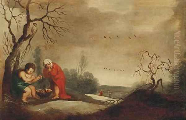 An Allegory of Winter Oil Painting by Cornelis Van Poelenburch