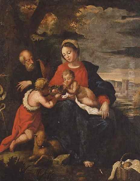 The Holy Family with the Infant Saint John the Baptist Oil Painting by Guilio Cesare Procaccini