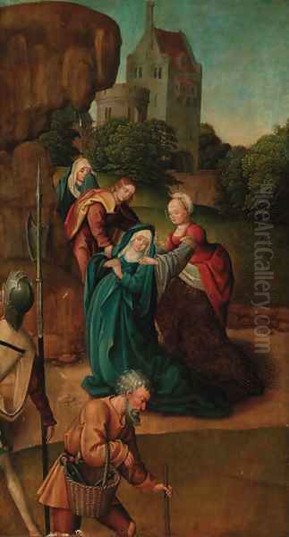 The Madonna swooning at the foot of the Cross with the three Marees Oil Painting by Jan Provost