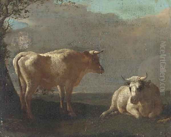 Cattle resting in a landscape Oil Painting by Paulus Potter