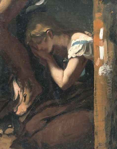 The weeping Magdalen at the foot of the Cross Oil Painting by Pierre-Paul Prud'hon