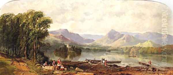 Derwentwater Looking Towards Newlands, Cumbria Oil Painting by George W. Pettitt