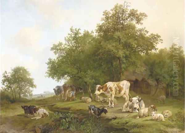 Milking time Oil Painting by Pieter Plas