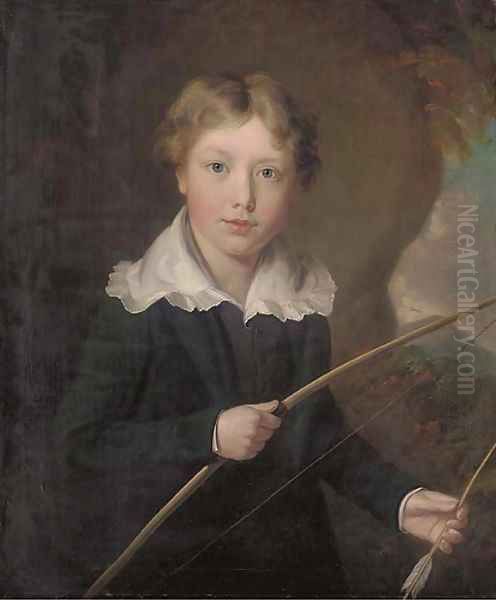 Portrait of a young boy Oil Painting by William J. Pringle