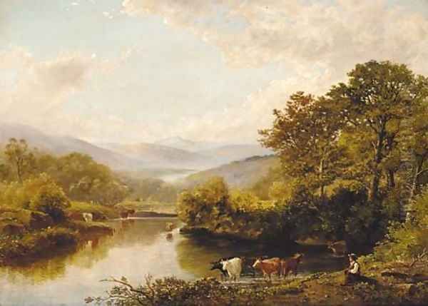 On the banks of the Teign, near Newton, Devon Oil Painting by William Williams Of Plymouth