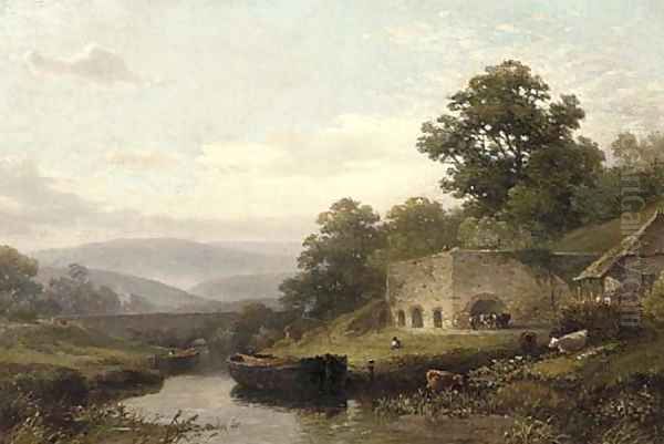 On the Exe, Devon Oil Painting by William Williams Of Plymouth