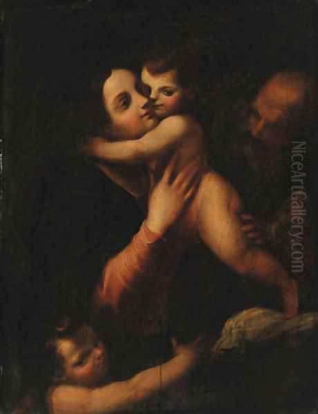 The Holy Family with the Infant Saint John the Baptist Oil Painting by Gaetano Pignoni