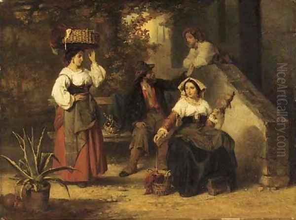 The woolspinners Oil Painting by Karel Frans Philippeau