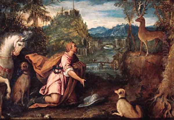 The Vision of Saint Hubert Oil Painting by Lodovico Pozzoserrato (see Toeput, Lodewijk)