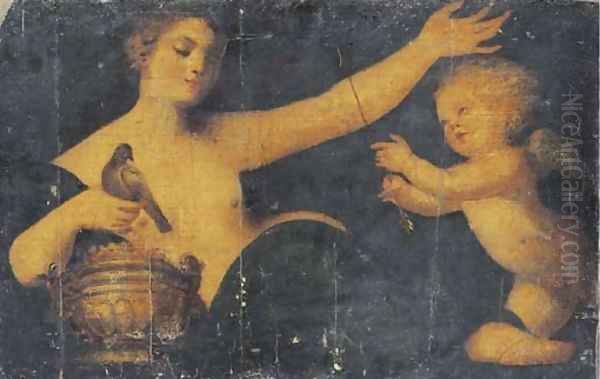 Venus and Cupid Oil Painting by Sebastiano Del Piombo