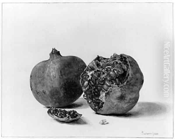 A Still Life with two Pomegranates Oil Painting by Pieter Ernst Hendrik Praetorius