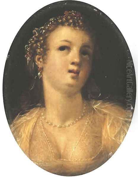 A woman, bust-length Oil Painting by School Of Prague