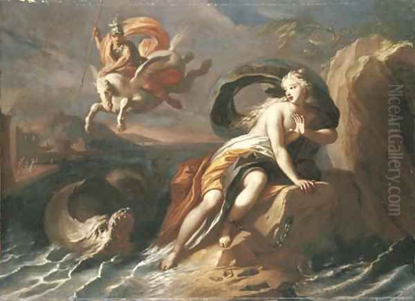 Perseus and Andromeda Oil Painting by Pietro Del Po