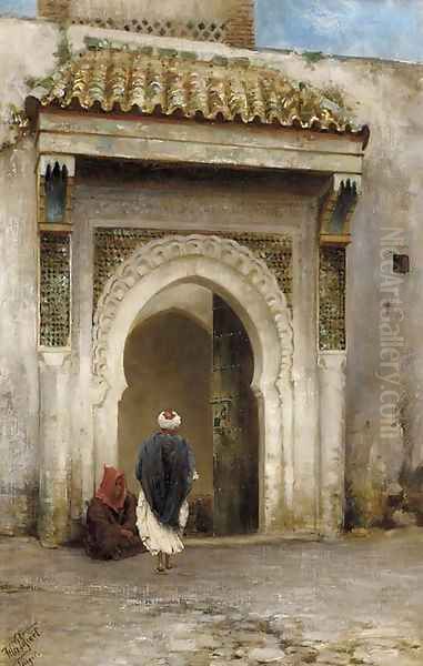 Figures before an archway, Tangier Oil Painting by Felix Possart