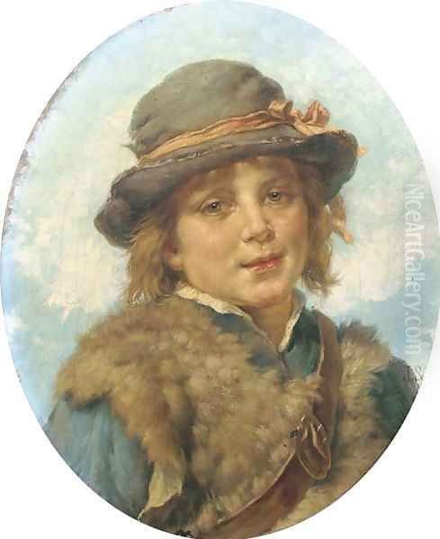 A shepherd boy Oil Painting by Jose Serra Y Porson